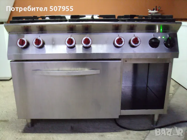 Професионална, газова печка с електрческа фурна BARTSCHER - 6 горелки, снимка 5 - Обзавеждане на кухня - 50184895