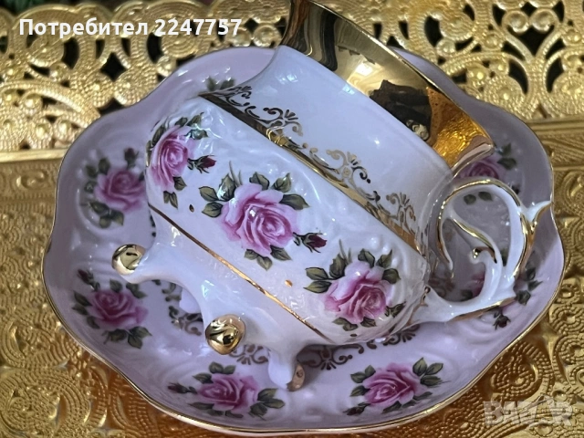 Двоен сет порцелан с 24к Gold, снимка 6 - Антикварни и старинни предмети - 53018818