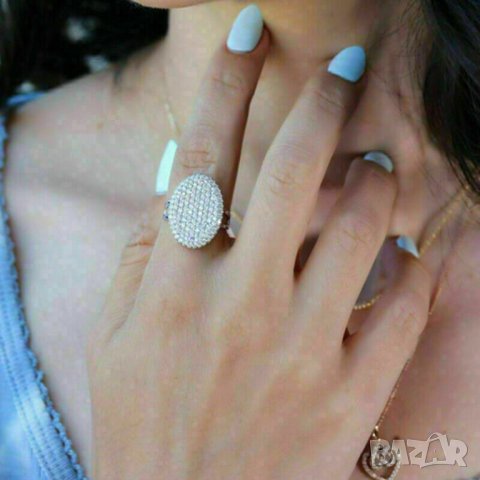 Дамски пръстен с бели циркони, снимка 3 - Пръстени - 41875366