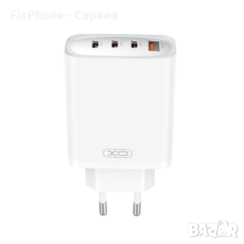 Зарядно устройство комплект XO CE23 PD 65W 3x USB-C 1x USB + кабел USB-C - USB-C, Бяло , снимка 2 - Оригинални зарядни - 52574972