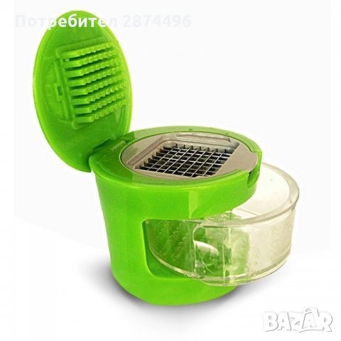 РЕЗАЧКА ЗА ЧЕСЪН С КОНТЕЙНЕР И 2 ПРИСТАВКИ Garlic Chopper, снимка 4 - Аксесоари за кухня - 34597938