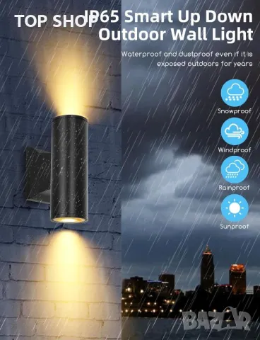 Интелигентни външни стенни осветителни тела Aigostar, от мрежата с GU10 Mesh Smart Bulb, 2 броя, снимка 5 - Лампи за стена - 49866424