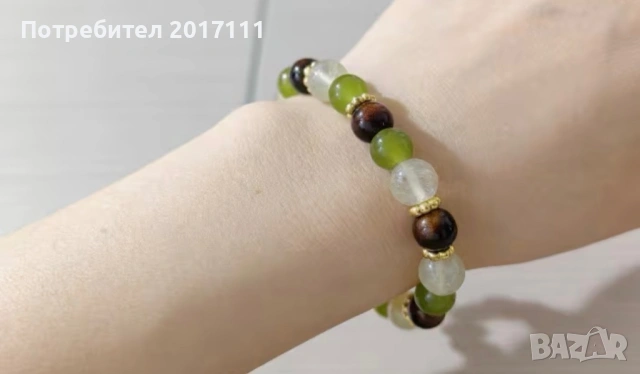 Еластична дамска гривна от естествени камъни за късмет, баланс и защита, снимка 2 - Гривни - 53837449