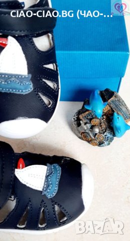 №19,-24, Бебешки сандали за момче от Естествена кожа, тъмно сини с лодка BUBBLE KIDS, снимка 2 - Детски сандали и чехли - 41266157
