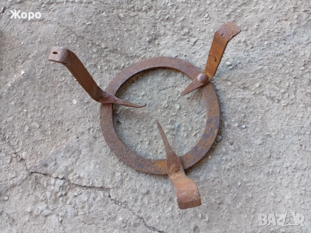 Стар кован сажек, ковано желязо, примитив пиростия за меден съд, снимка 13 - Антикварни и старинни предмети - 52432294