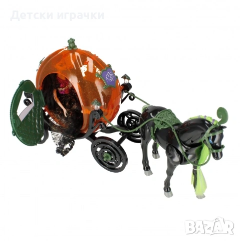 Карета каляска с кон и кукла Принцеса на мрака, с музика и светлини , снимка 3 - Кукли - 53040046