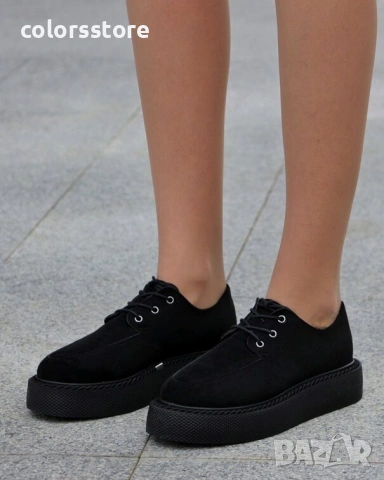 Равни обувки - черен велур - BZ8, снимка 1 - Дамски ежедневни обувки - 36096643