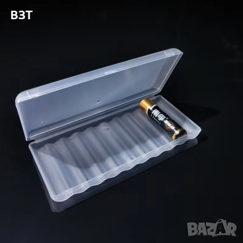 КУТИЯ ЗА СЪХРАНЕНИЕ НА 10 БРОЯ БАТЕРИИ AAA ПЛАСТМАСОВА ПРОЗРАЧНА БЯЛА, снимка 3 - Кутии за съхранение - 53433659