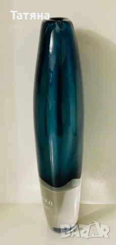Sommerso за Коста, Ваза, художествено стъкло, VICKE LINDSTRAND,подписана.26 см, Швеция, снимка 2 - Вази - 53145250