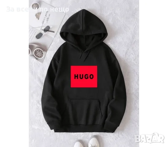 Hugo Boss Дамска Черна Ватирана Блуза С Дълъг Ръкав🔝Дамски Суитшърт С Качулка Хуго Бос Код LFS245