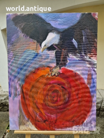 Чудесна антикварна картина масло върху платно , снимка 3 - Картини - 52139196