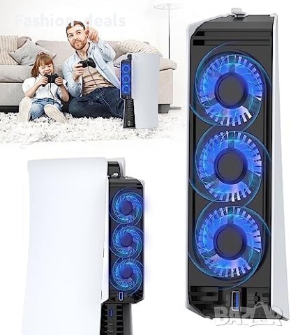 Нов Охлаждащ вентилатор за PS5 Плейстейшън 3 USB порта LED светлина Геймъри