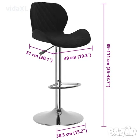 vidaXL Бар табуретки, 2 бр, черни, кадифе, снимка 9 - Столове - 56147006