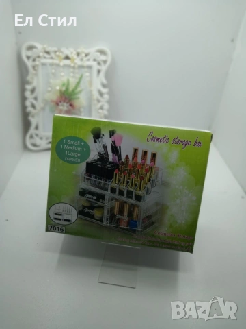 Практичен прозрачен органайзер за гримове в две части, снимка 3 - Други - 53866267