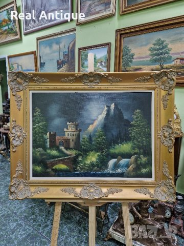 Прекрасна много красива антикварна белгийска картина масло върху платно , снимка 1 - Картини - 44253844