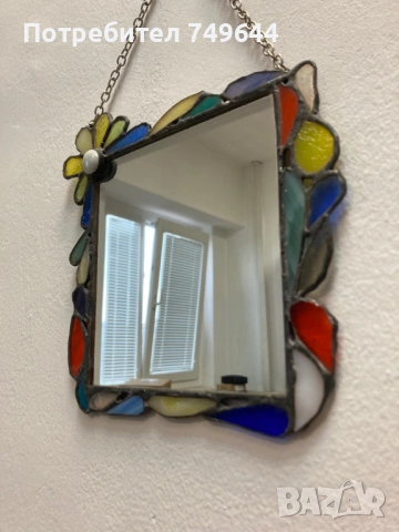 Огледало с витражна рамка., снимка 2 - Декорация за дома - 53391519