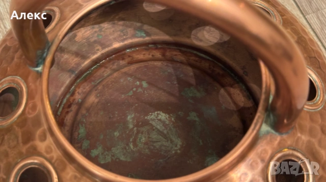 Френска медна кошница, маркирана, 1970г, снимка 7 - Антикварни и старинни предмети - 53307434