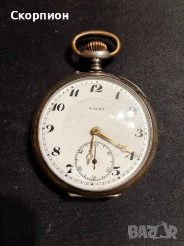 Швейцарски СРЕБЪРЕН джобен часовник - WALDO - 1901г.  - 10 РУБИНА - ПРОМОЦИЯ, снимка 2 - Джобни - 46785195