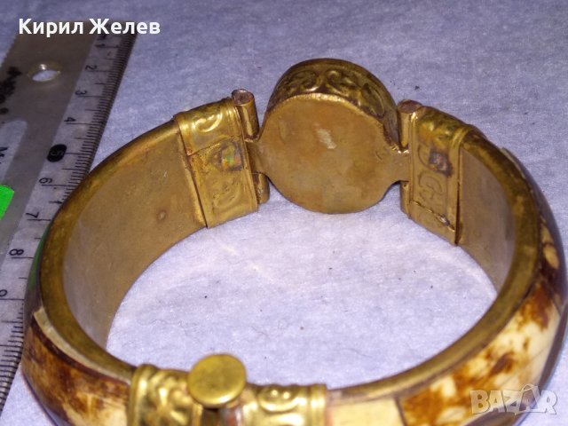 СТАРА БРОНЗОВА СКЪПОЦЕННА ТИБЕТСКА ГРИВНА с КАМИЛСКА КОСТ и ГОЛЯМ КАМЪК ШЛИФОВАН ЗЕЛЕН НЕФРИТ 38324, снимка 4 - Антикварни и старинни предмети - 41267877