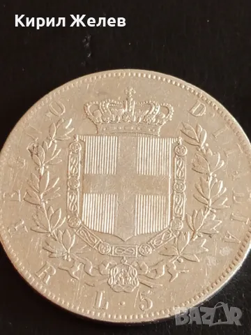 Сребърна монета 5 лири 1876г. Италия Крал Виктор Емануил втори 50043, снимка 5 - Нумизматика и бонистика - 48958904