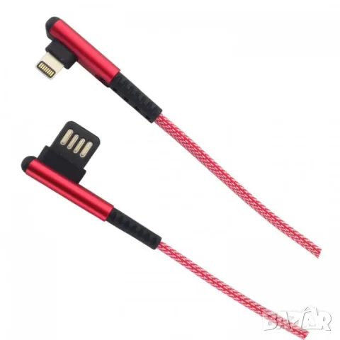USB към Lightning кабел с Г образни конектори 1 метър