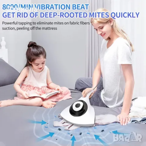 Ръчна преносима прахосмукачка за премахване на акари с кабел с мощно засмукване, снимка 3 - Прахосмукачки - 48839712