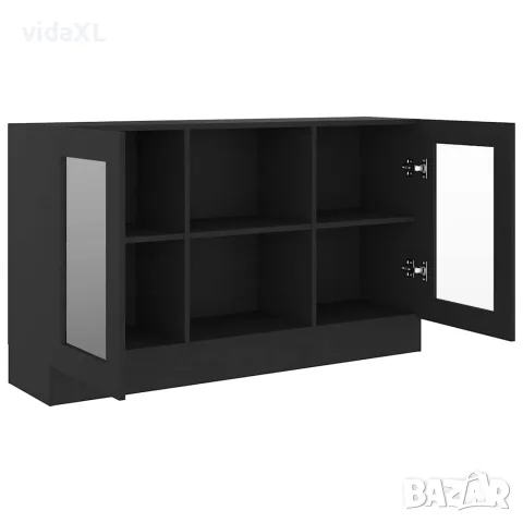 vidaXL Шкаф витрина, черен, 120x30,5x70 см, инженерно дърво, снимка 4 - Бюфети - 56147831