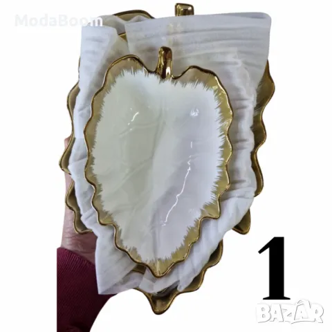 Комплект от 3броя керамични купи във формата на листо, снимка 5 - Други - 48853951