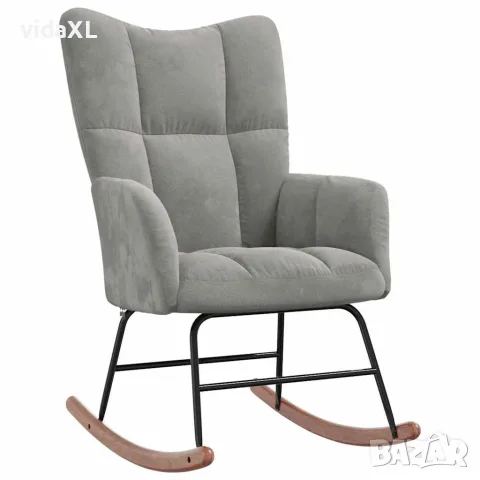 vidaXL Люлеещ се стол, светлосив, кадифе