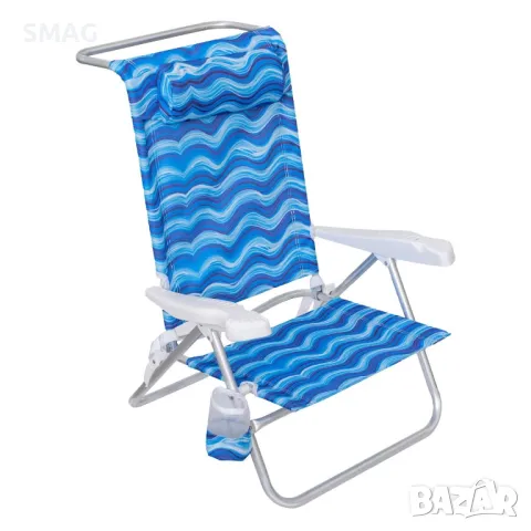 Сгъваем плажен стол Blue Waves с дръжки и възглавница 80x63x83 см S_1248557