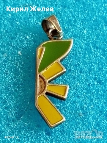 Сребърна висулка с емайл Арт деко винтидж стил 52350, снимка 3 - Колиета, медальони, синджири - 52718858