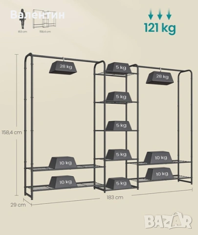Отворен гардероб / Закачалка за дрехи , снимка 3 - Гардероби - 53341991