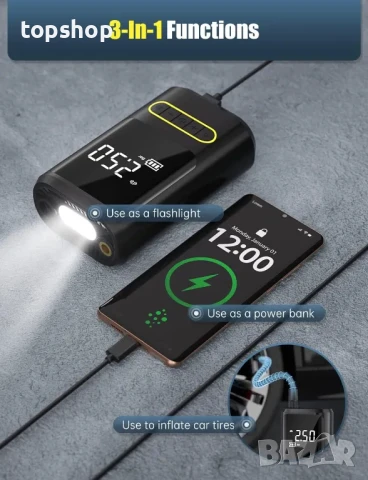 НОВ Мини преносим компресор, помпа, снимка 2 - Компресори - 50501555