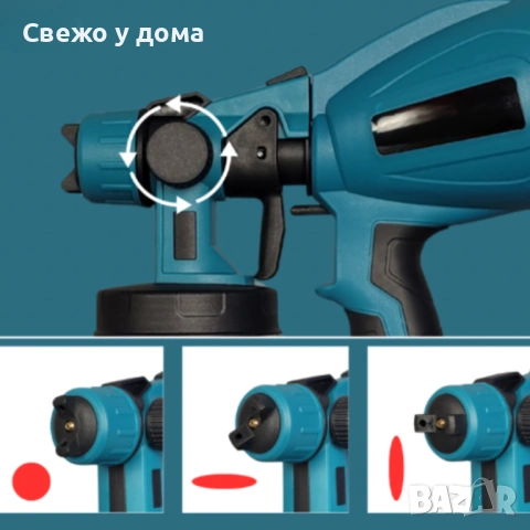 Акумулаторен и безжичен пистолет за боядисване с 2 батерии 21V, снимка 4 - Други инструменти - 53535919
