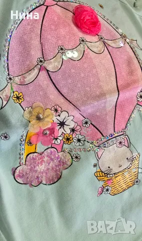 Тениска в светло син цвят със зайче 🐇 от Breeze, снимка 2 - Бебешки блузки - 49465334