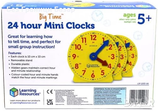 Нов Образователен комплект 6 броя часовници за учене на часа деца игра, снимка 2 - Образователни игри - 52788486