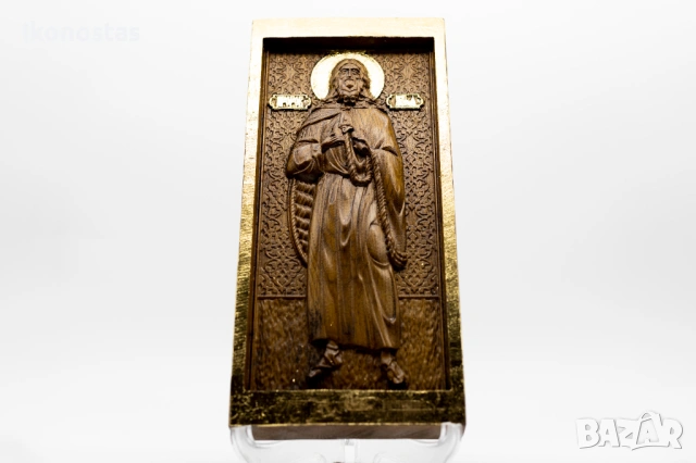 Позлатена икона на пророк Илия от масивен дъб с детайли от злато
