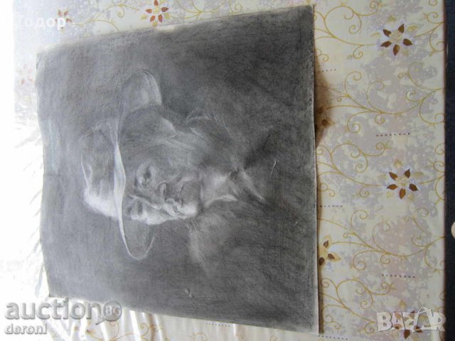 Стара графика картина портрет на картон, снимка 4 - Колекции - 34540671