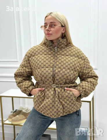 Gucci Бежово Дамско Зимно Яке М размер Код E233, снимка 2 - Якета - 56275102