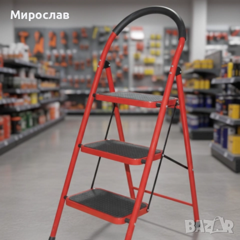 Лека сгъваема стълба – 3 Стъпала, до 150 кг, супер компактно прибиране, снимка 4 - Други стоки за дома - 52737754