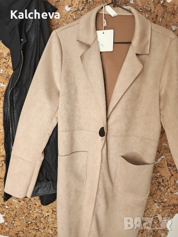 Дамско велурено палто , снимка 2 - Палта, манта - 52977177