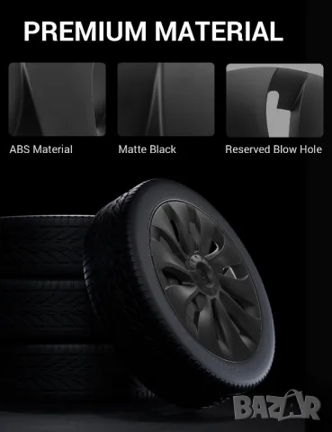 18" Тасове за Tesla model 3, ABS черен мат с капачки в 3 цвята, снимка 5 - Аксесоари и консумативи - 49316377