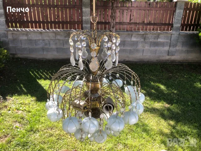 старинен кристален полилей, снимка 6 - Антикварни и старинни предмети - 50341982