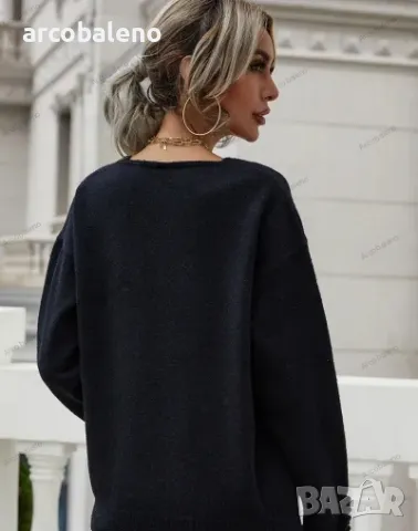 Дамски широк пуловер с маншети и копчета, 5цвята , снимка 3 - Блузи с дълъг ръкав и пуловери - 42407584