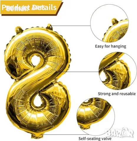 Златни Балони '18': 40 инча, за 18-ти Рожден Ден, Злато-Черни и Сребърни, снимка 3 - Подаръци за рожден ден - 49828349