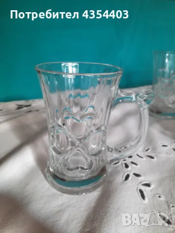 Ретро стъклени чаши „Детелина” – 6 броя, за кафе, чай, капучино, снимка 2 - Чаши - 48912864