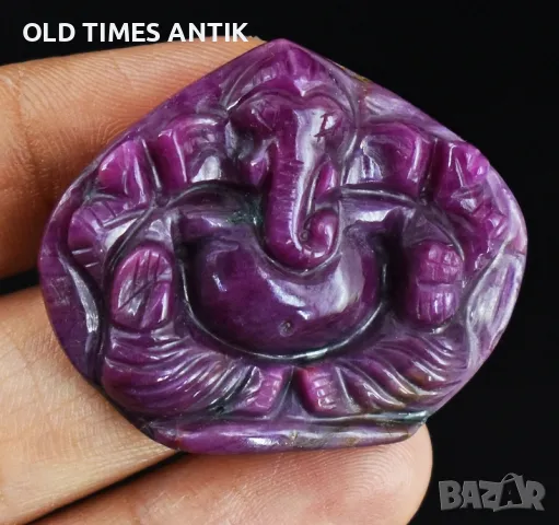 РУБИН 100% НАТУРАЛЕН 72,00 Cts резбован бог Ганеша , снимка 2 - Антикварни и старинни предмети - 47376661