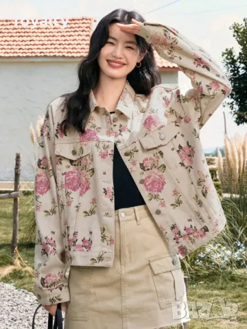 Яке от дънков плат с флорална шарка и копчета 🍋, снимка 8 - Якета - 49206062