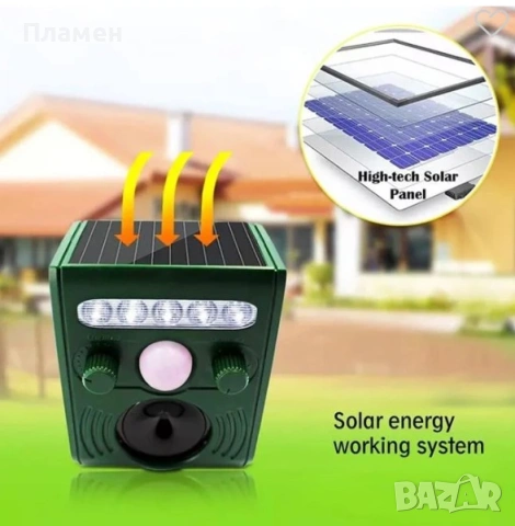 Соларен градински високочестотен уред против животни гризачи и птици – 36 см