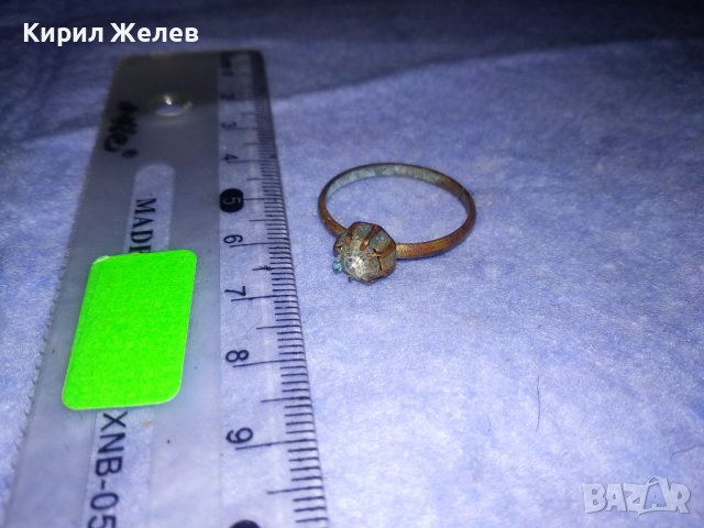 СТАРИНЕН СКЪПОЦЕНЕН БРОНЗОВ РЕТРО ПРЪСТЕН РЪЧНА РАБОТА с ИЗКУСНО ФАСЕТИРАН ПЛАНИНСКИ КРИСТАЛ 36973, снимка 6 - Антикварни и старинни предмети - 39723566